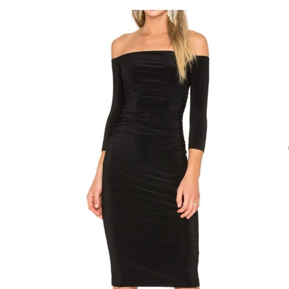 Norma Kamali Black Ruched Dress